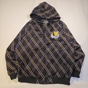 LSU Tigers Men 2XL Plaid Full Zip Hoodie‎ Black Purple Gold Champs Sports Jacket